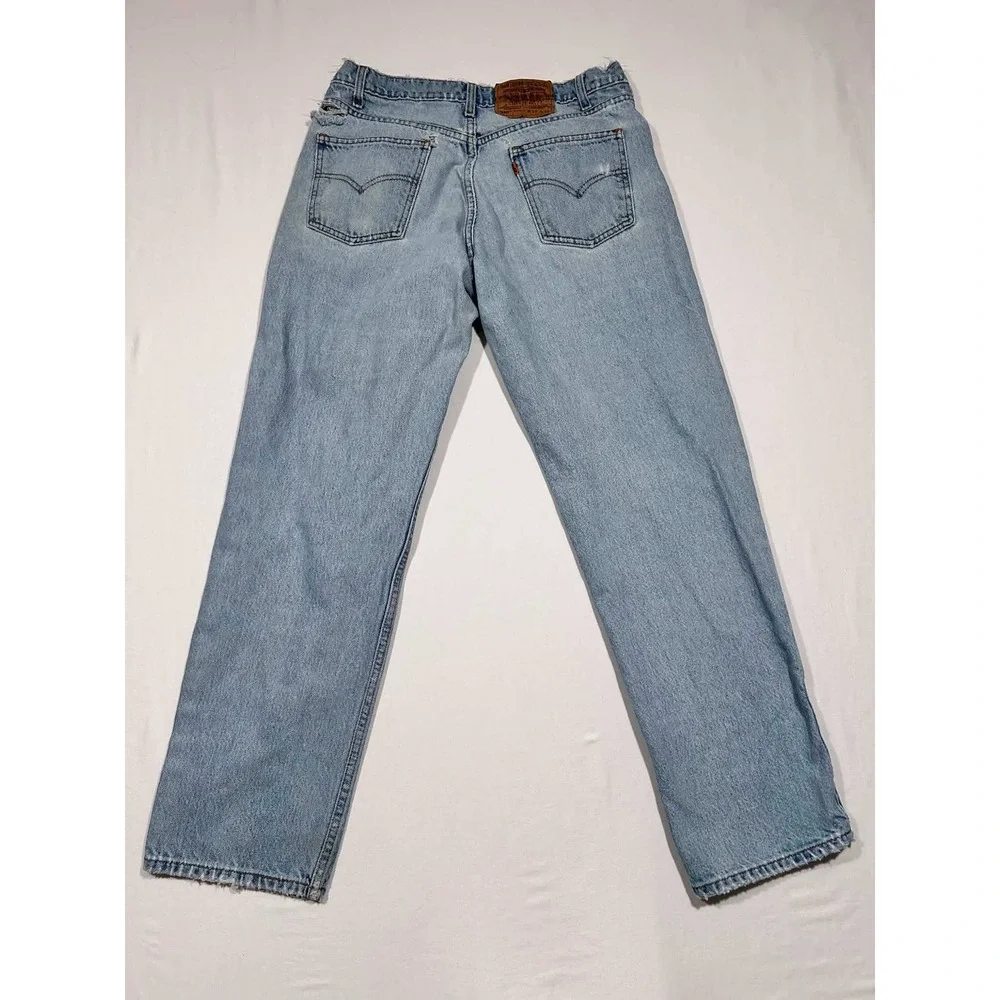 Vintage Levis 550 Orange Tab Relaxed Fit Light Wash Distressed Jeans W34 L32